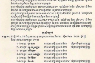 ជំនួយការសម្ដេចតេជោ ហ៊ុន សែន ចំនួន១១រូប ទទួលបានការដំឡើងឋានៈ